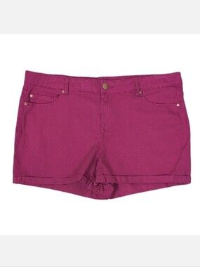 George Jean Shorts Womens 14S Short Cuffed Hem 3" Fuchsia Denim Stretch